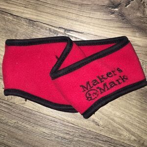 Maker’s Mark Kentucky Bourbon Whiskey red fleece ski snowboard ear muff headband